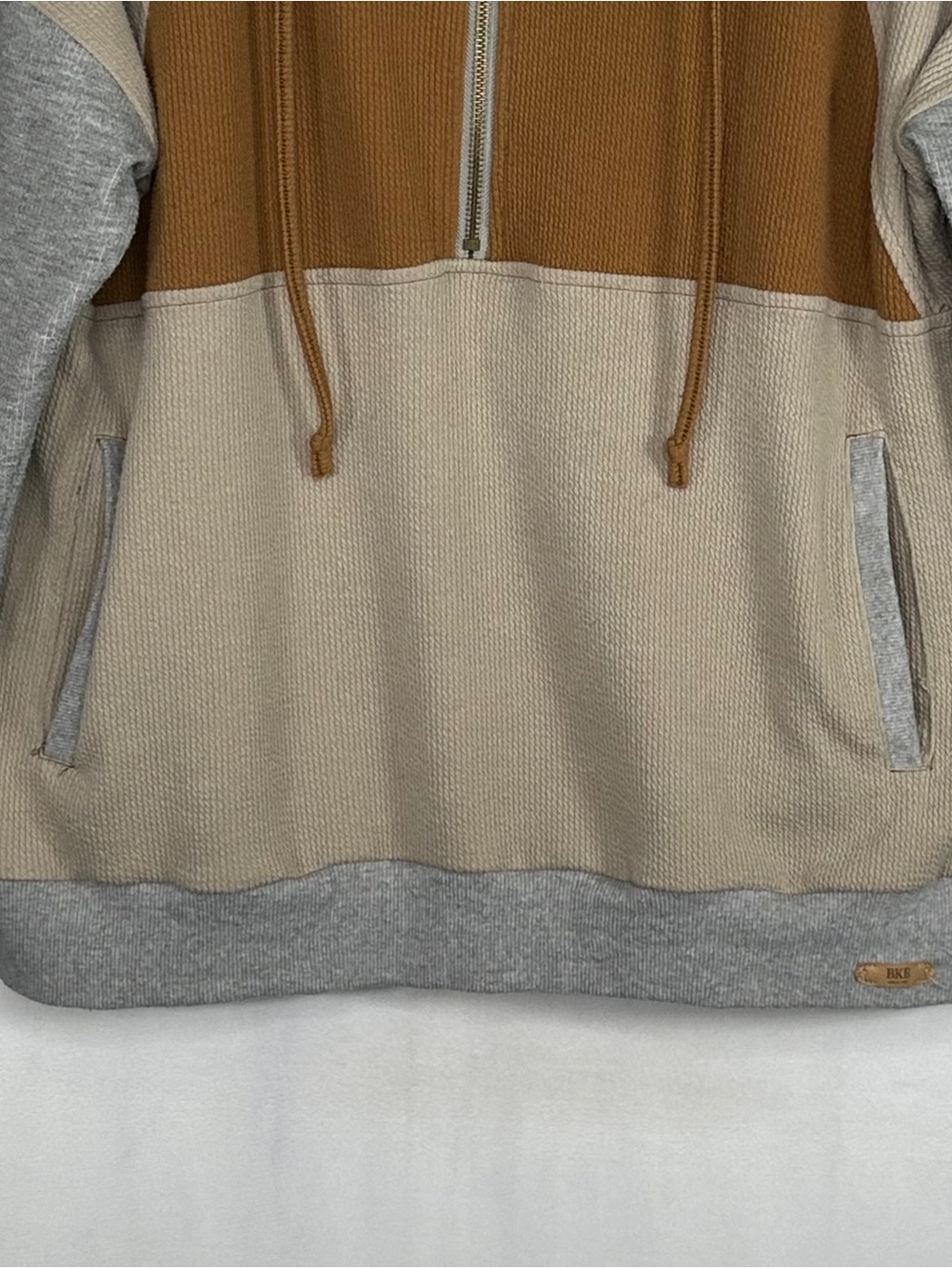 BKE Colorblock Half-Zip Pullover - Brown, Beige, Gray Sweatshirt Sz M - Picture 4 of 11